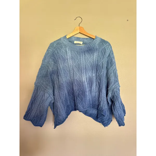 FREE PEOPLE Washed Ashore Sweater in Bellweather Blue Size XS - Image 4