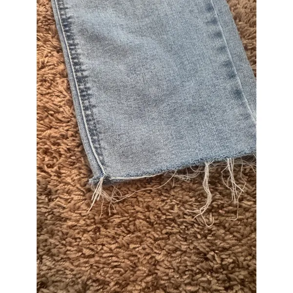 OAT New York High Rise Straight Crop Jeans Raw Hem Light Wash Size‎ 4/27 - Image 2