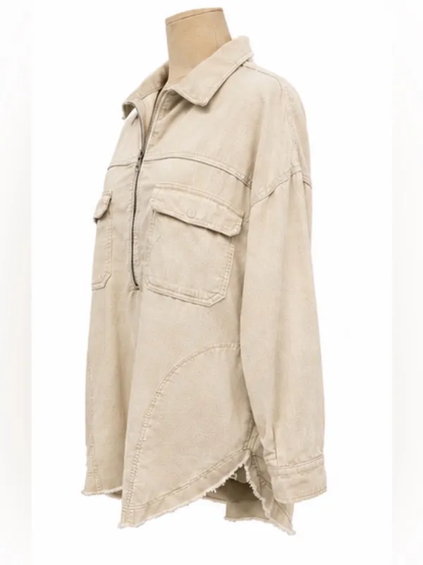 OFFLINE by Aerie Corduroy Half-Zip Oversized Shacket Medium - Image 2