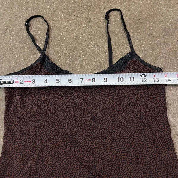 Animal Print LaceTrim Adjustable Spaghetti Strap Lounge Sleep Tank L - Image 9