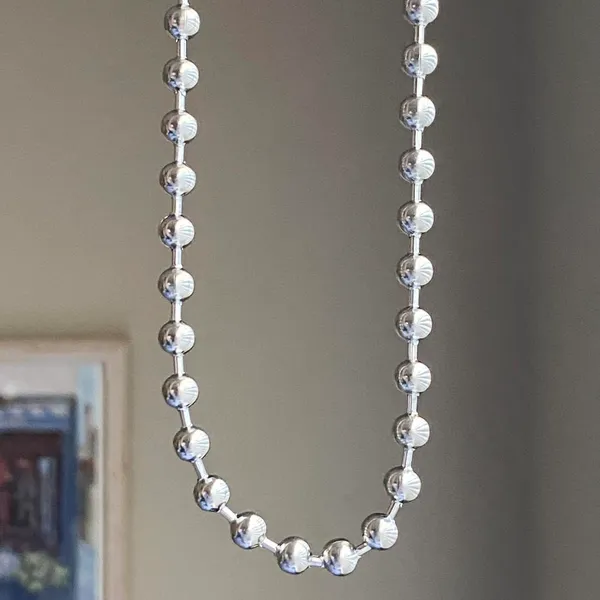 Handmade grunge y2k stainless steel big ball chain simple necklace💛 - Image 6