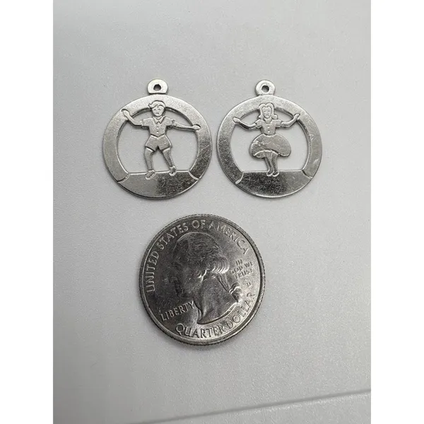 Vintage Forstner‎ Lot of 2 Boy Girl Charm Pendant Sterling 925 Silver 1960s 5.2g - Image 3
