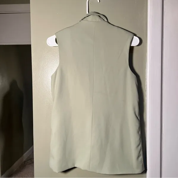 Prettygarden Women's Size Small Sleeveless Vest Light Sage Green One Button 7106 - Image 7