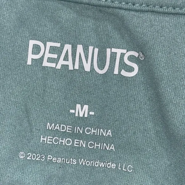 PEANUTS size medium women's graphic print funny short sleeve t-shirt green color - Image 2