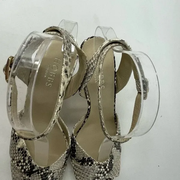 Hobbs London Snake Leather Vivienne‎ Heeled Sandals Size 37 / US 6 - Image 8