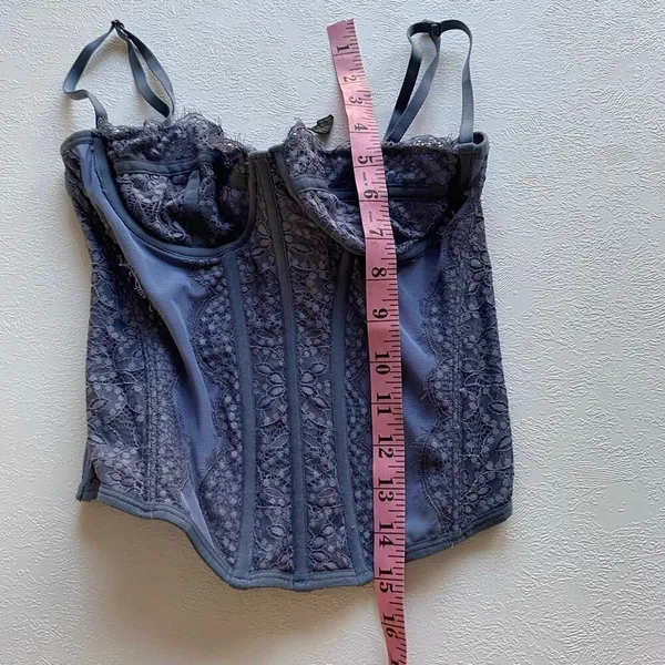 Ardene Blue Lace Corset Top Medium Bustier Sheer Mesh Boning Coquette - Image 6