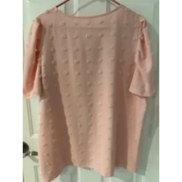 Womens‎ Blush Pink Textured Dot Tunic Top V Neck Short Sleeve Casual XL - Image 3