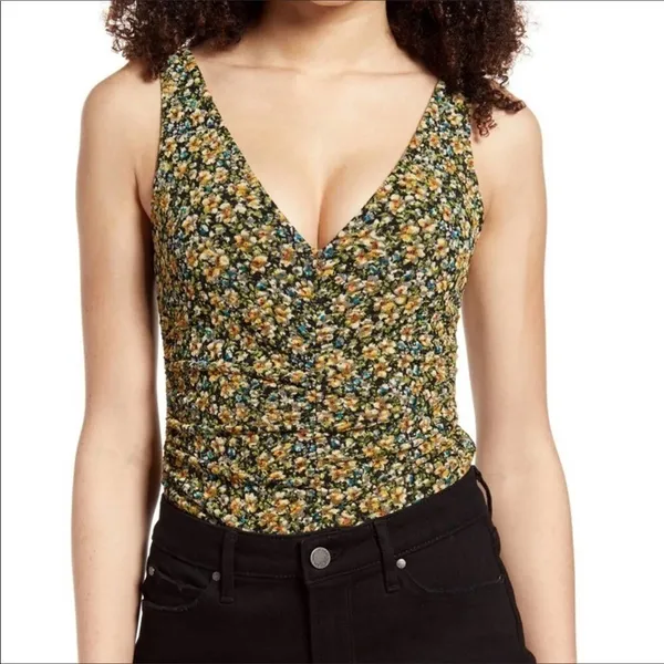 Leith Floral Ruched Sleeveless One-Piece Bodysuit Plus Size 1X 1 Nordstrom v6x - Image 3