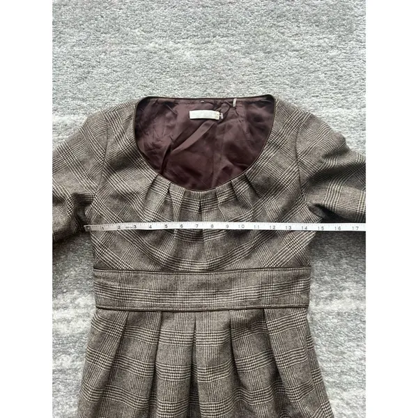 Badgley Mischka Women Size 4 Brown Houndstooth 100% Wool Shift Dress - Image 10