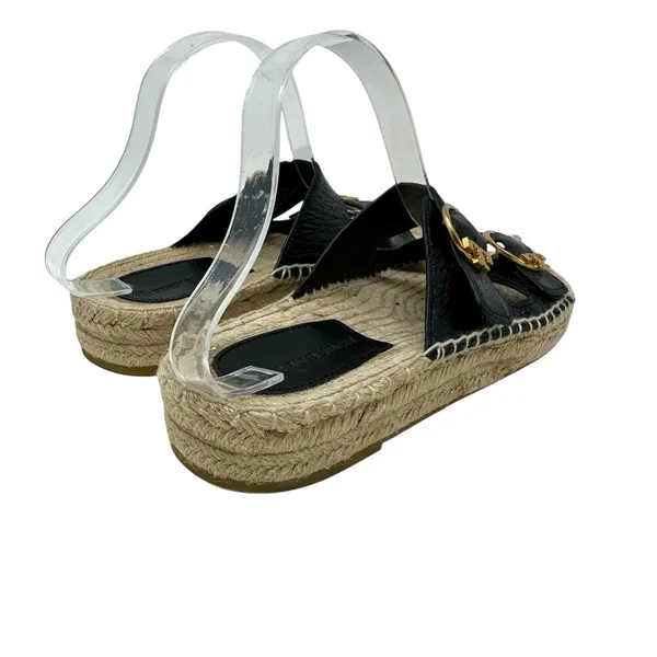 Tory Burch Selby Patent Leather Espadrille Slide Sandals Black Size US 6.5‎ - Image 9