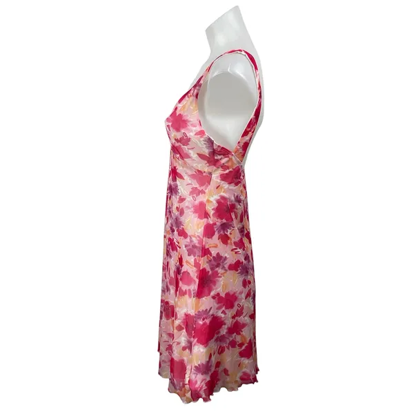 Princess Polly Zuba Pink Floral Sleeveless Mesh V-neck Mini Fit & Flare Dress 6 - Image 2