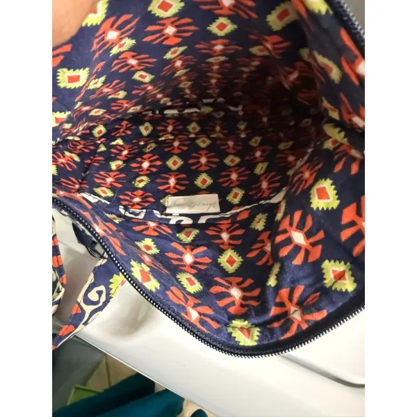 Vera Bradley Original Zip Hipster Crossbody‎ Bag Sun Valley Quilted Navy Orange - Image 8