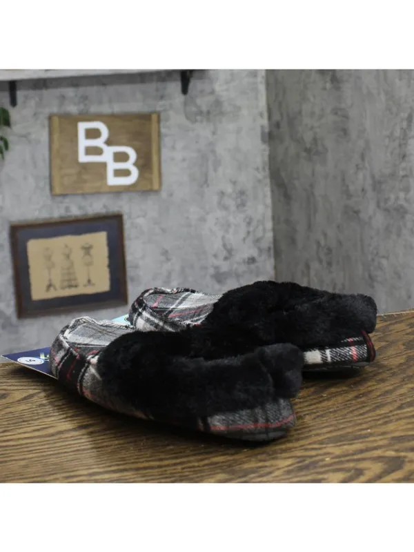 NWT Isotoner Womens Plaid Valerie Bootie Slipper 8252 Ash Black Multi L (8-9) - Image 5