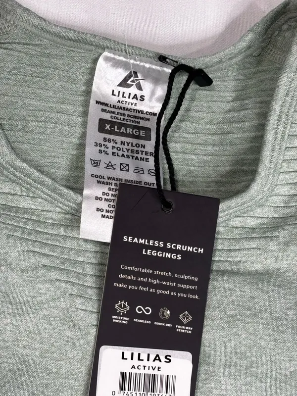 Lilias Active Seamless Scrunch Crop Top and Leggings Mint Green Set X-Large - Image 3