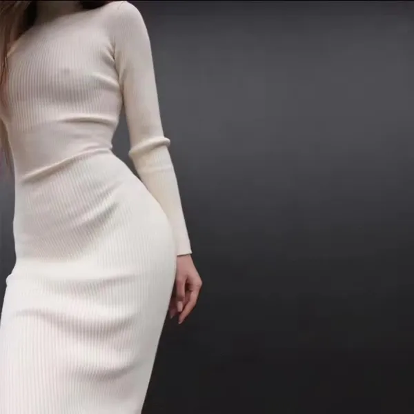 cream long sleeve turtleneck maxi dress size xs - Image 8