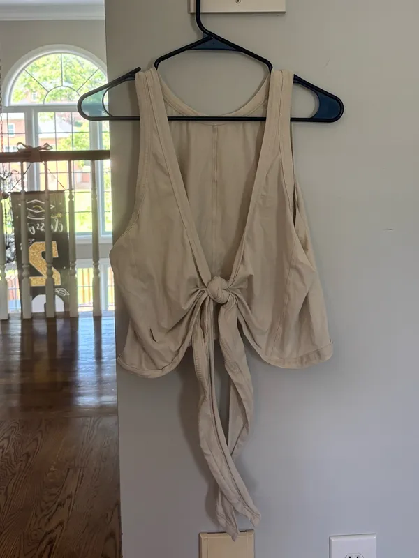Cream Lululemon Tank Top With Bow Detail - Image 2