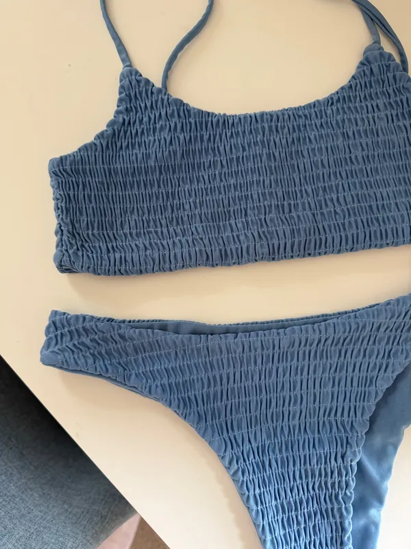 Blue Ribbed Bikini - Image 2