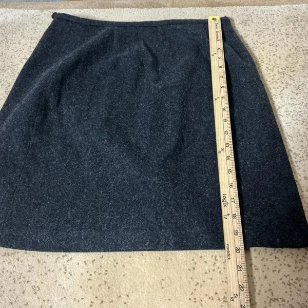 Eddie Bauer Gray 100% Wool Wrap Mini Dark Academia Skirt Lined‎ Size 14 Preppy - Image 3