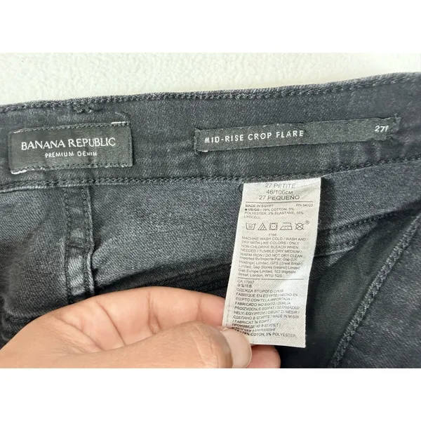 Banana Republic Luxe‎ Sculpt Jeans Women’s 27P Black Crop Flare Button Fly - Image 3