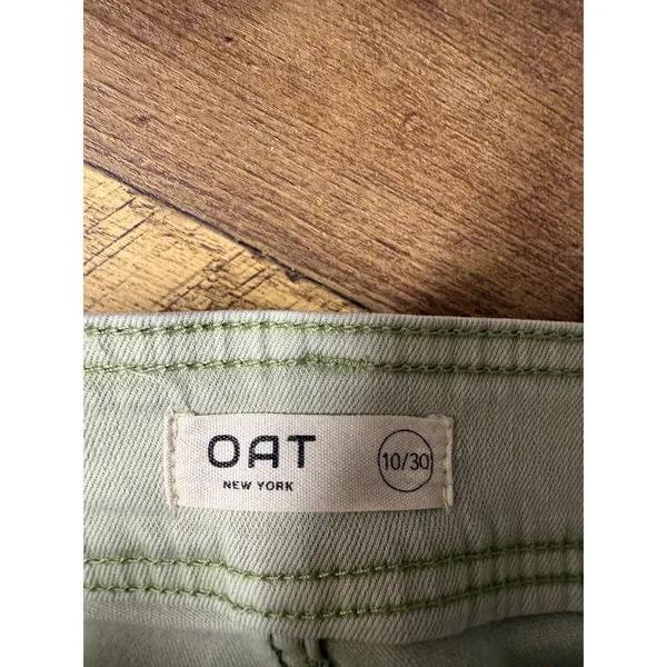 OAT New York High Rise Wide‎ Leg Raw Hem Jeans Women Sz 10/30 Sage Green - Image 3