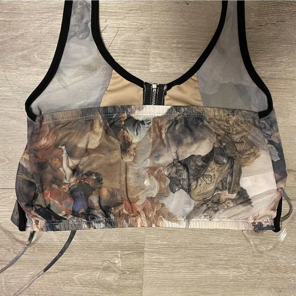 Posh by V Renaissance Art Print Mesh Corset Bustier Gothic Top Women’s Medium - Image 6