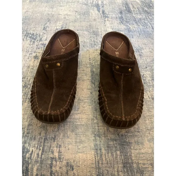Naturalizer Brown Suede Leather Keenan Mule Clogs Size 7 - Image 3