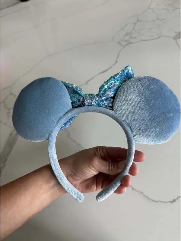 Disney Minnie Mouse Ear Headband with Sequined Bow - Cornflower Blue - Image 3