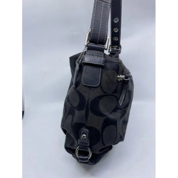 Coach Medium Tote Msrp Black Gray Jacquard Fabric - Image 3