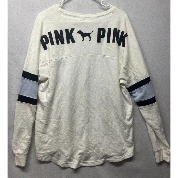 Y2K Victorias Secret PINK Pullover "PINK PINK" LOGO Sweatshirt Large Oversized - Image 3