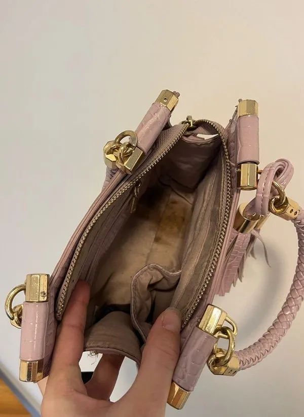 bebe light pink lavender faux crocodile mini purse - Image 7
