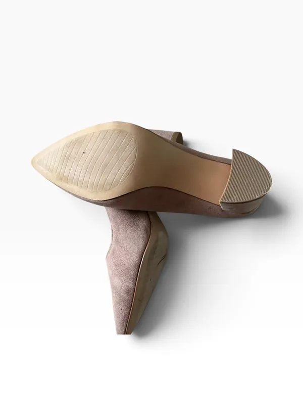 Michael Kors Elaina beige suede block heel pointy toe pumps shoes size 9 - Image 6