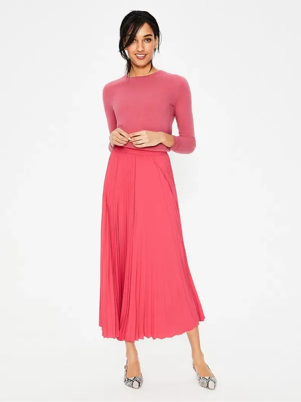 Boden • Kristen Pleated Skirt in Strawberry Shortcake Pink midi coral accordion - Image 8