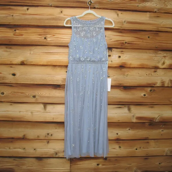 MAC DUGGAL 9222 Blue High Neck Sleeveless Embellished A Line Cocktail Dress - Image 6