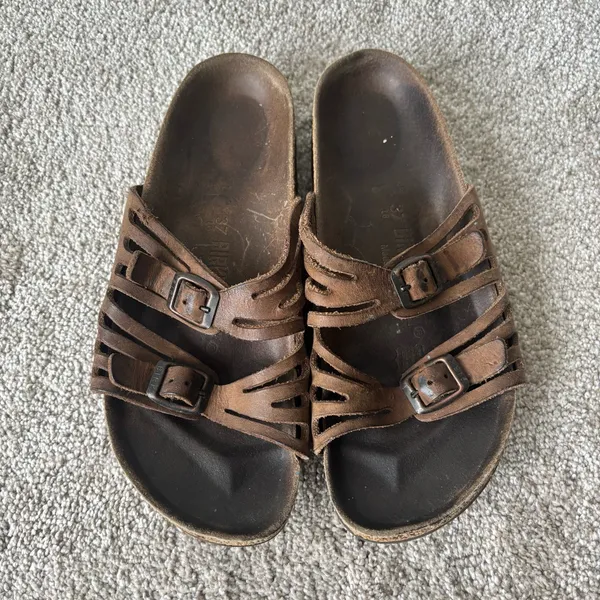 Birkenstock Granada Mocha Birkibuc Sandal Strappy Cushion Support Cork Slide On - Image 3