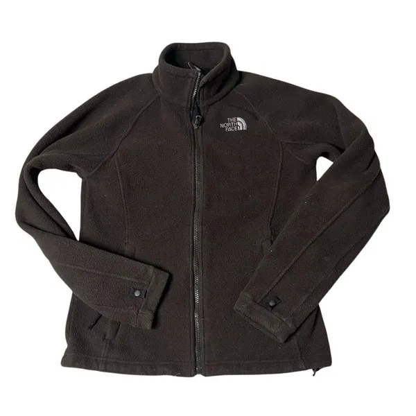 THE NORTH FACE Brown Fleece Jacket Full Zip Signature Logo Womens Size Small - Image 4