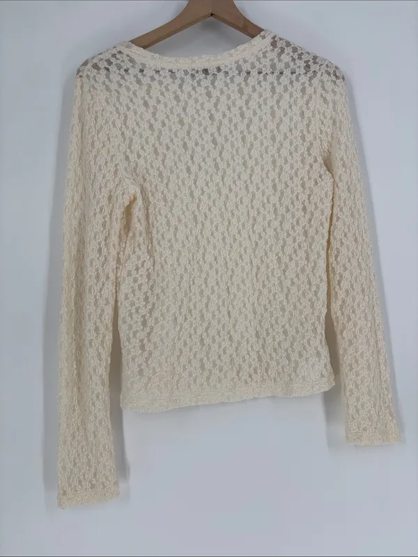 Loft cream lace long sleeve top large new - Image 4