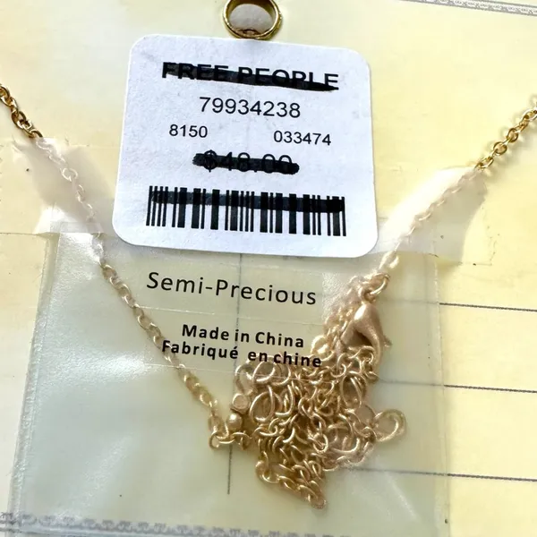 Free People Postcard Necklace Press On Patch Set 14k Gold Plated NWT Dainty - Image 7