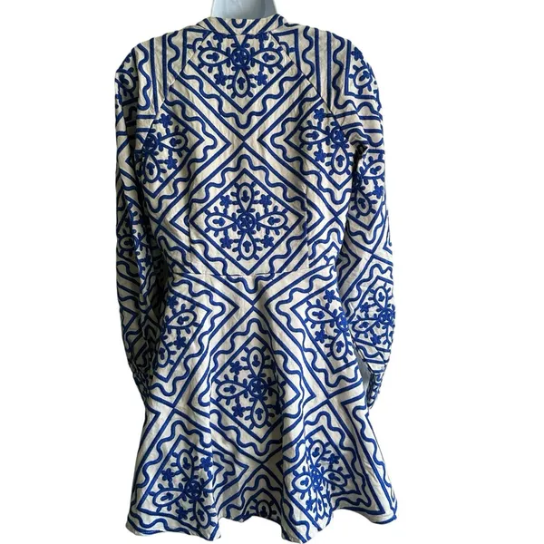 Sézane NWT Alizia Dress Sz 38 Linen Cotton Blend Texuted Embroidered - Image 3