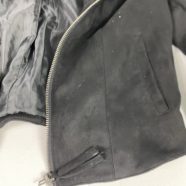 BKE Jacket Womens Small Black Faux Suede‎ Moto Quilted Shoulder Zip Biker - Image 5