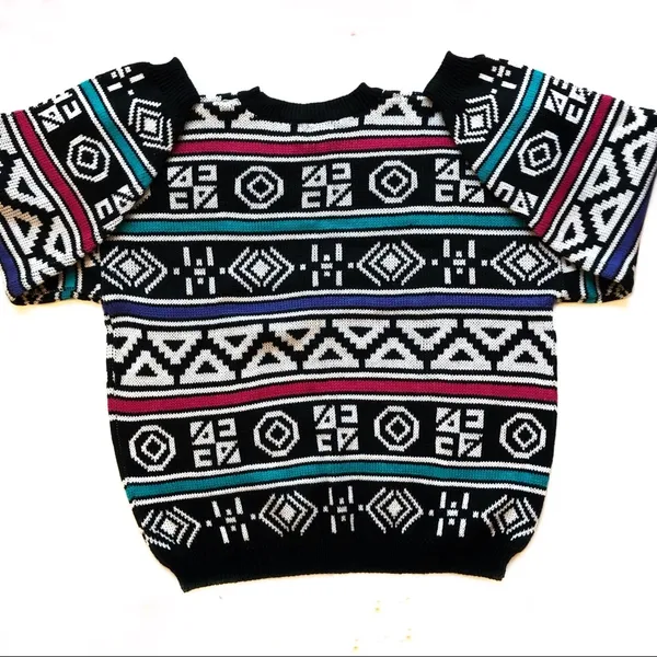 Parrinello Sweater Geometric Pattern Vintage Size L - Image 2