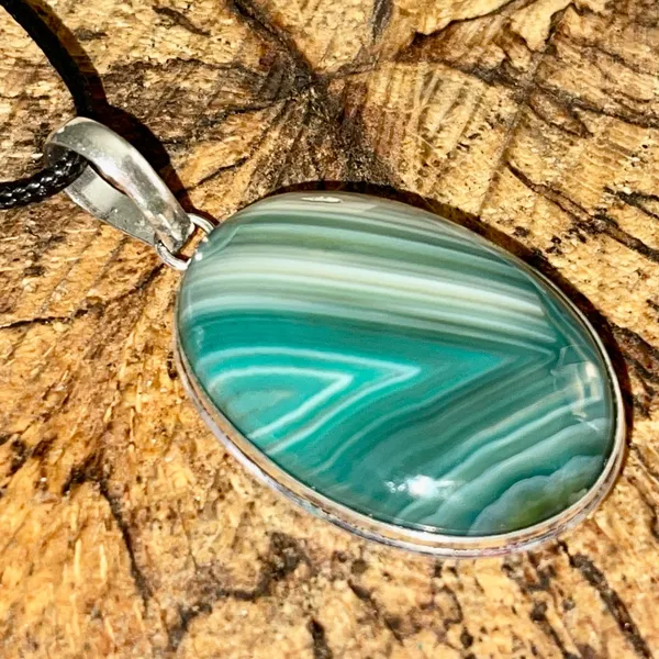 Botswana Agate Pendant 2” Green - Image 4