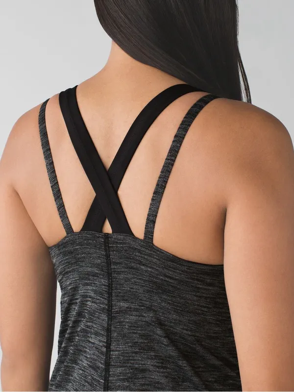 Lululemon Run For The Gold Tank Top Black Heathered Gray Bra Women’s Size 6 - Image 2