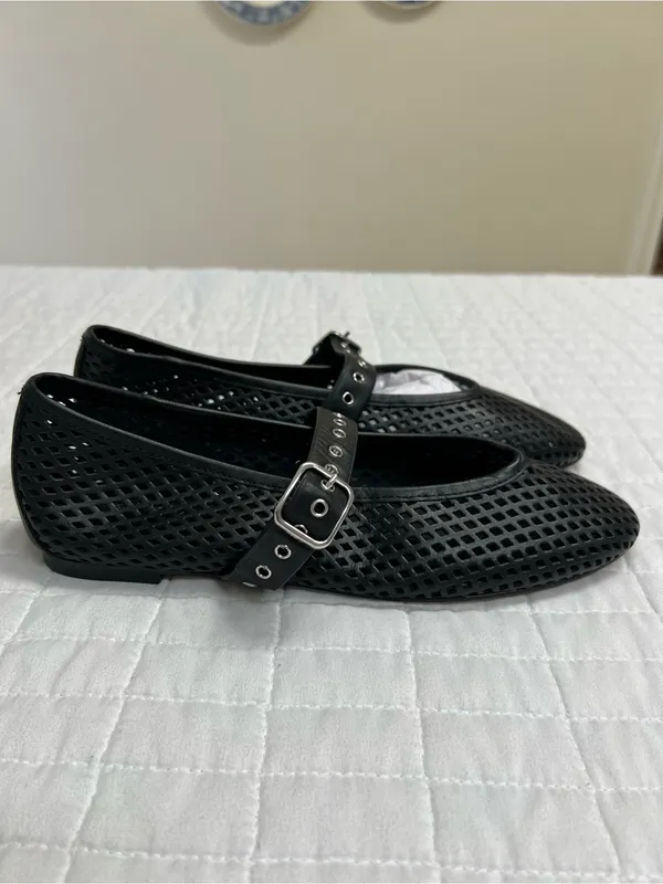 Madewell The Remy Mary Jane Flat in True Black Size 7.5 - Image 5