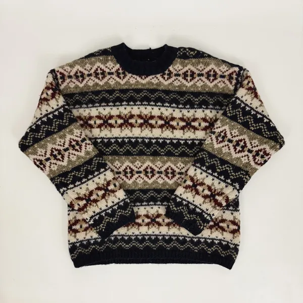 Vintage 80’s Abercrombie Pure Wool Fair-Isle Crewneck Knit “The Big Sweater” M - Image 6