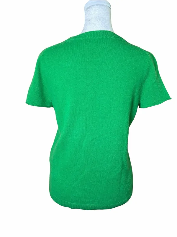 J. Crew 100% Cashmere Short Sleeve Sweater Top Kelly Green Size Small Crewneck - Image 12
