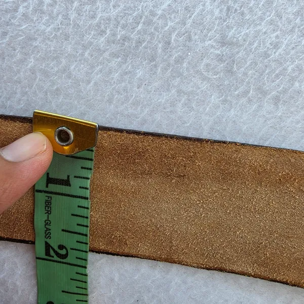 Vintage Tooled Leather Belt Tan Brown Scalloped‎ Floral Western Boho Medium - Image 5