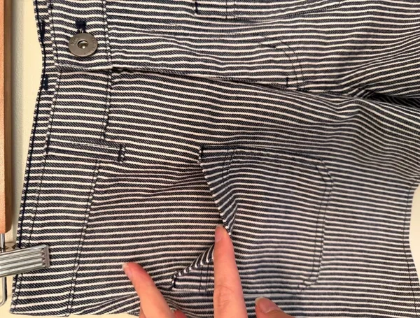 Vans black & white striped high waisted denim shorts - Image 3