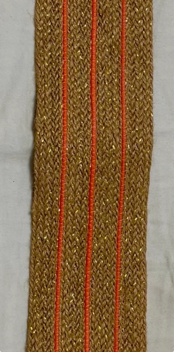 Anthropologie Jute Wide Waist Belt features a woven straw texture with vertical pink stripes - Image 2