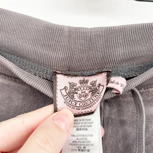 Juicy Couture Womens Grey Velour Y2K McBling‎ Juicy Royal Low Rise Track Pants M - Image 3