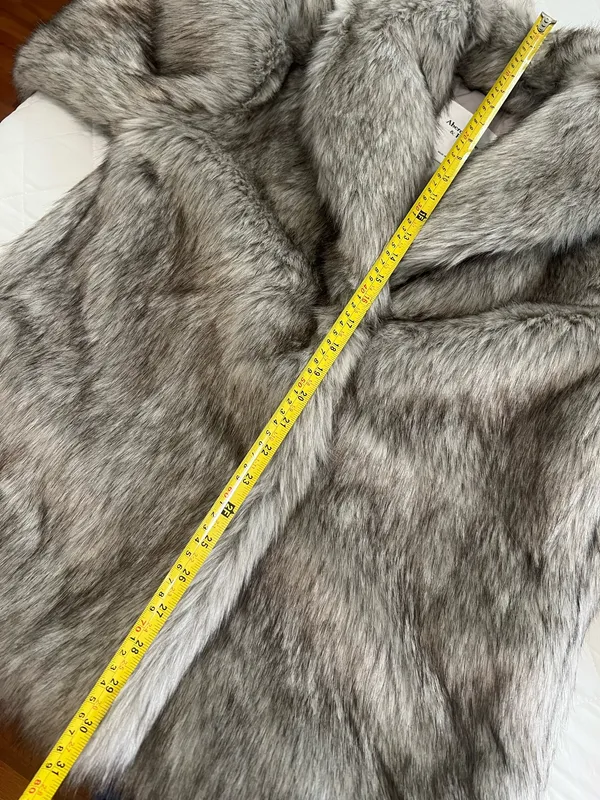Abercrombie & Fitch Faux Fur Coat Gray Glam Luxe Winter Mob Wife Holiday Jacket Size S - Image 7